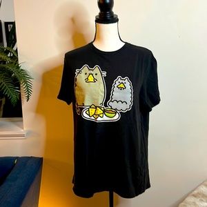 Pusheen, size medium, women’s black top with design.